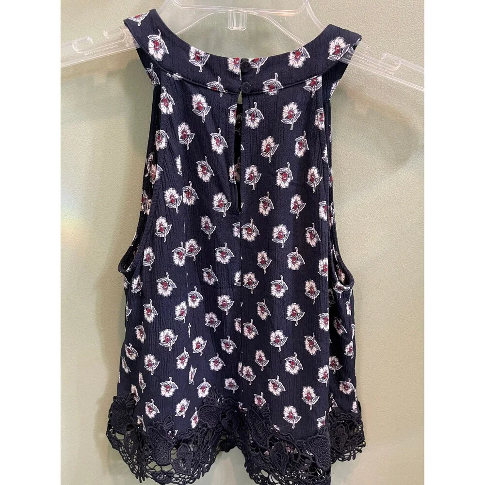 Abercrombie & Fitch Navy blue floral top with lace bottom -size XS